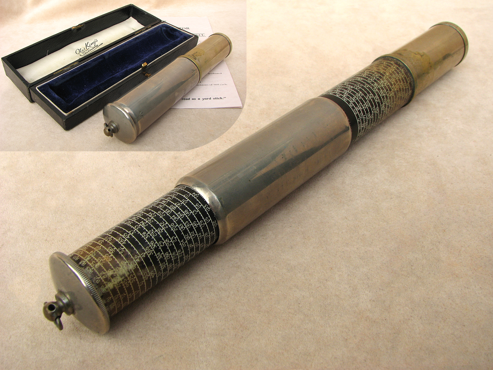 Rare 1920's Otis King Model L Type A calculator with 416/417 scales in presentation case